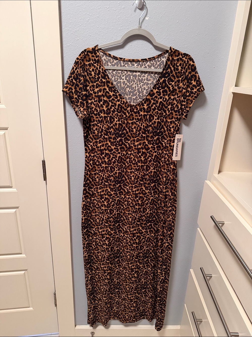 No Boundaries Leopard Print V-Neck Maxi Dress in Brown and Black